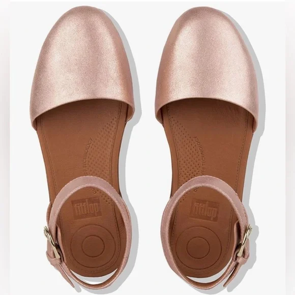 FitFlop Cova Slip-On Metallic Rose Gold Women’s Sandals Size 7.5 Apple Blossom - Picture 1 of 9